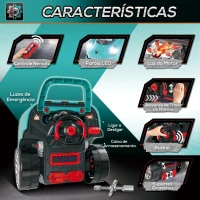 HOMCOM Motor de Caminhão para Crianças acima de 3 Anos Conjunto de Motor de Brinquedo com 61 Peças Volante Buzina Faróis Caixa de Armazenamento e Rodas 40x39x47cm Turquesa(m-5)