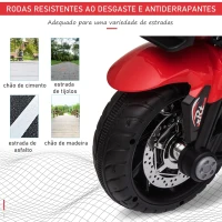 HOMCOM Motocicleta Elétrica Infantil com 3 Rodas para Crianças acima de 3 anos Triciclo com Pedal para Crianças Bateria 6V com Luzes Música Pneus Largos 86x42x52cm Vermelho e Preto(m-5)