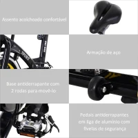 HOMCOM Bicicleta Estática Bicicleta Ciclismo Indoor com Ecrã LCD Volante de Inércia de 10kg 47x120x104.5-117cm Preto e Amarelo(m-7)