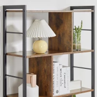 HOMCOM Estante para Livros de 4 Níveis com 8 Compartimentos de Armazenamento Estilo Industrial para Sala de Estar Escritório Dormitório 74x30x157,5cm Marrom Rústico(m-9)