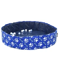 PawHut Piscina dobrável para cães diâmetro  Ø140 cm Banheira portátil para animais de estimação em PVC com fundo antiderrapante para interior e exterior azul(m-11)