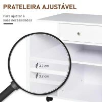 Vinsetto Armário para Impressora de Escritório Multifuncional com Rodas 2 Compartimentos Gaveta Suporte para CPU Prateleira Ajustável para Escritório 60x40x68,5cm Branco Listrado de Madeira(m-5)