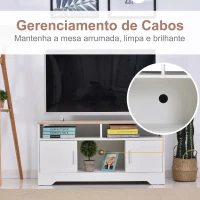 HOMCOM Móvel de TV para Sala de Estar com Espaço de Arrumação Prateleiras Abertas Orifício Passa Cabos 105x40x52 cm Branco e Madeira(m-5)