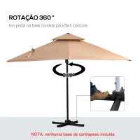 Outsunny Chapéu de Sol Excêntrico 294x294x270cm Chapéu de Sol de Alumínio à Manivela com Mastro Giratório 360º Teto Duplo Inclinável em 6 Posições Areia(m-5)