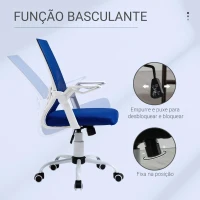 Vinsetto Cadeira de Escritório Ergonômica Giratória com Altura Ajustável Apoio para os Braços Dobrável Suporte Lombar e Encosto Transpirável 62,5x55x94-104cm Azul(m-5)