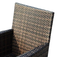 Outsunny Conjunto de 1 Mesa 2 Cadeiras Rattan para Jardim com almofada Estrutura Metal Cor Castanho(m-8)