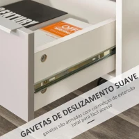 HOMCOM Bloco de Gavetas Móvel de Escritório com 3 Gavetas Fechadura Rodas e Travão para Documentos 40x40x63,5 cm Branco e Cinza(m-6)