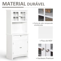 HOMCOM Armário de Cozinha Armário Auxiliar para Microondas com 2 Armários e Gaveta 68.6x40x164 cm Branco(m-5)