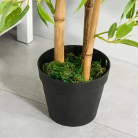 Outsunny Planta de Bambú Artificial no Vaso 120cm Planta Artificial Decorativa para Interior e Exterior Casa Sala de Estar Escritório Verde(m-8)