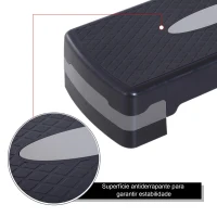 HOMCOM Step para Exercício Aeróbico Plataforma Step com Altura Ajustável em 2 Níveis com Carga Máxima 120kg para Exercício em Academia Casa 68x29x10-15cm Preto(m-6)