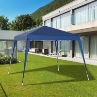 Outsunny Tenda Dobrável Tenda com Desenho Pop Up para Jardim Campismo Festas Eventos Aço e Oxford 297x297x250 cm Azul(m-12)