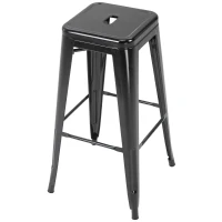 HOMCOM Conjunto de 4 Bancos Interiores e Exteriores de Metal Estilo Industrial 43x43x76 cm(m-12)