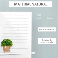 HOMCOM Biombo de 4 Painéis de Madeira Separador de Ambiente Dobrável com 3 Prateleiras Removíveis Desenho Persiana para Dormitório Escritório 160x170cm Branco(m-7)