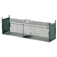 PawHut Armadilha com 2 portas para animais vivos Gaiola de captura de metal com alça 100x25x28 cm Verde escuro