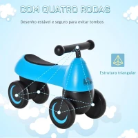 HOMCOM Andador para bebés acima de 18 meses tipo quadriciclo com 4 Rodas e Guidão 54x26x38cm Azul Preto(m-5)