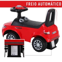 HOMCOM Carro andador para bebé sem Pedais com Alto-falante 60x38x42cm Vermelho(m-5)