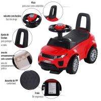 HOMCOM Carro andador para bebé sem Pedais com Alto-falante 60x38x42cm Vermelho(m-7)