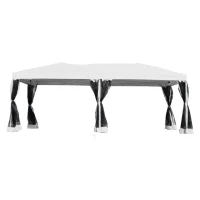 Outsunny Tenda Dobrável para Jardim com 6 Cortinas Rede Mosquiteira e Bolsa de Transporte 591x297x255 cm Branco(m-11)