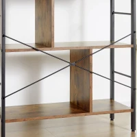 HOMCOM Estante para Livros de 4 Níveis com 8 Compartimentos de Armazenamento Estilo Industrial para Sala de Estar Escritório Dormitório 74x30x157,5cm Marrom Rústico(m-8)
