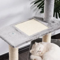 PawHut Arranhador  3 Plataformas para Arranhar 48x48x99.5 cm  de Madeira coberta  de Pelucía  Sisal(m-10)