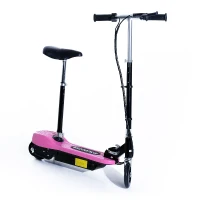 HOMCOM Trotinete Elétrica para Crianças Trotinete Dobrável Bateria 120W Guiador Ajustável Velocidad Máxima de 10km/h e Freio de Pé 78x37x99 cm Rosa(m-1)