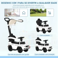 HOMCOM Carro de Passeio Carro Andador para Crianças acima de 12 Meses Mercedes G350 com Buzina Capô Removível Encosto e Suporte de Proteção 85,5x40,5x95cm Branco(m-4)