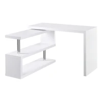 HOMCOM Secretária de Canto Giratória 360º Secretária em Forma de L com Prateleiras para Escritório Casa 114x120x76,1cm Branco(m-1)