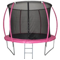 HOMCOM Trampolim de Jardim Φ244cm Trampolim para Crianças e Adultos cm Rede de Segurança Cobertura nas Bordas e Escada para Exterior Rosa(m-1)