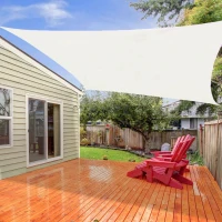 Outsunny Vela de Sombra Retangular 4x6 m Toldo de Vela HDPE com Proteção UV Aneis em Forma de D e Cordas para Jardim Pátio Piscina Creme(m-11)
