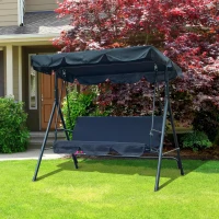 Outsunny Balanço de jardim de metal 3 lugares com toldo ajustável e almofada  172x110x153cm preto(m-2)