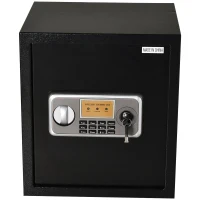HOMCOM Cofre eletrônico com chave 2 códigos Capacidade de 32L Aço 35x30x39,3 cm(m-4)