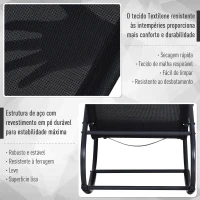 Outsunny Espreguiçadeira Baloiço de Jardim com Apoio para os Braços Almofada para a Cabeça Removível 160x61x79cm Preto(m-7)