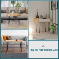 HOMCOM Pernas de mesa tipo pernas de garfo de 4 peças 3 hastes Pés de aço resistentes para móveis com protetores pretos Acessórios incluídos 12x12x71cm(m-7)