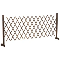 Outsunny Cerca de Madeira Extensível Barreira de Segurança para Cães Retrátil Multiuso para Decoração de Jardim Pátio 225x30x106cm Marrom(m-1)