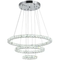 HOMCOM Lustre Luminária Pendente de Cristal Moderno Lâmpada Pendurada LED 4000K Luz Branca para Salão Sala de Jantar Ф60x110 cm(m-11)