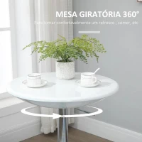 HOMCOM Mesa de Bar com Altura Regulável Giratória 360° com Base Redonda Mesa Alta de Aço Moderna para Cozinha Sala de Jantar Cafeteria 61x61x76-97cm Branco(m-4)