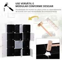 HOMCOM Armário modular de plástico 12 Cubos com Portas para Armazenamento de Roupas Armário Organizador para Brinquedos 111x47x145cm(m-4)