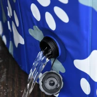 PawHut Piscina dobrável para cães diâmetro  Ø140 cm Banheira portátil para animais de estimação em PVC com fundo antiderrapante para interior e exterior azul(m-6)