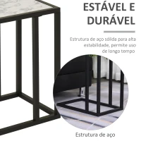 HOMCOM Mesa Auxiliar Lateral para sofá Imitação de mármore economizar espaço 45x30x51,5cm(m-5)