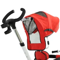 HOMCOM Triciclo para bebê acima de 18 meses 4 em 1 Evolutivo Giratório Brinquedo de Aprendizagem de Controle Parental 118x53x105 cm Vermelho(m-12)
