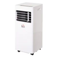 HOMCOM Ar Condicionado Portátil 7000BTU 3 em 1 Refrigerador Desumidificador e Ventoinha com Temporizador LED e Controlo Remoto Silencioso 30,5x32,8x67,8 cm Branco(m-1)