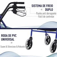 HOMCOM Andador para Adultos Dobrável com Armazenamento Assento e Travão 65x53x79-89cm Azul e Preto(m-6)