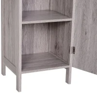 kleankin Coluna Casa de Banho Armário Alto Casa de Banho com 2 Prateleiras Abertas e 2 Armários 30x32x172,5 cm Madeira Acinzentada(m-12)