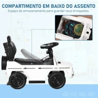 HOMCOM Carro de Passeio Carro Andador para Crianças acima de 12 Meses Mercedes G350 com Buzina Capô Removível Encosto e Suporte de Proteção 85,5x40,5x95cm Branco(m-5)