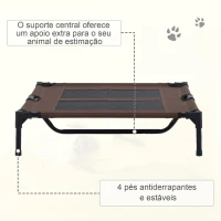 PawHut Cama Elevada para Cães Cama de Animais de Estimação com Malha Transpirável e Tecido Oxford para Exterior Interior Ar Livre Jardim Terraço 92x76x18cm Marrom(m-5)