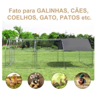 PawHut Galinheiro ao ar livre Gaiola para aves domésticas de metal galvanizado com fechadura e cobertura Oxford 280x570x195cm(m-4)