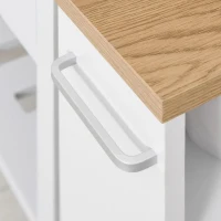 Kleankin Armário de casa de banho auxiliar Carrinho de armazenamento de 3 prateleiras com rodas e alça lateral 50x13x67,5 cm Branco(m-7)