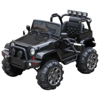 HOMCOM Carro Elétrico Jeep com Controlo Remoto MP3 Luzes e Sons Abertura da Porta Bateria 12V Carga Máxima 30kg 128x78x76cm Preto(m-1)