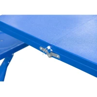 Outsunny Mesa de Acampamento Dobrável com 4 Cadeiras Conjunto para Acampamento com Orifício para Guarda Sol Estrutura de Alumínio 84.5x64.5x66cm Azul(m-8)
