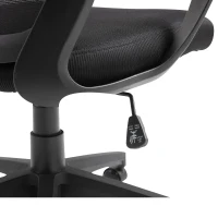 Vinsetto Cadeira de escritório ergonômica Cadeira de mesa inclinável ajustável em altura com encosto de braço Encosto de cabeça 5 rodas Suporta até 120 kg 64x58x116-126 cm Preto(m-12)